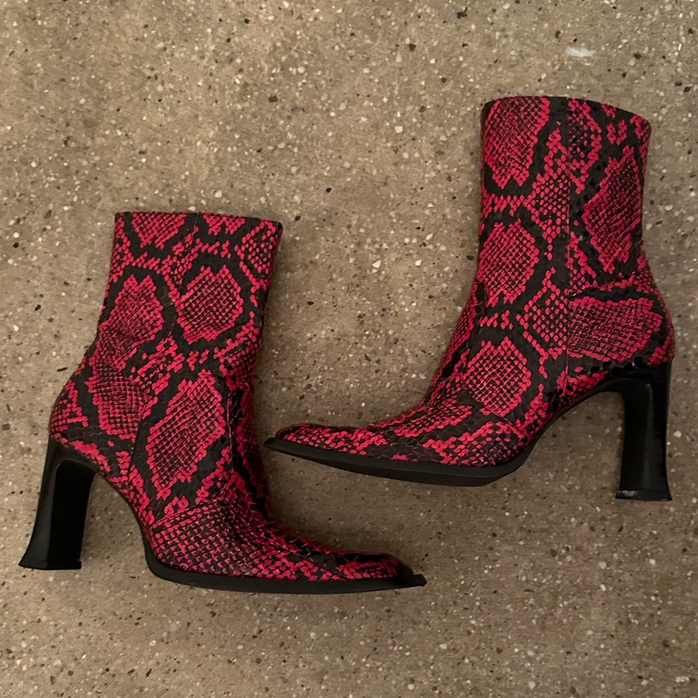 Vintage Snakeskin Ankle Heeled Boots